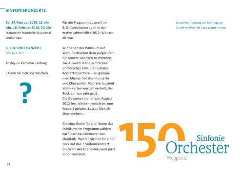 Jahresprogramm 2012/13 - Sinfonieorchester Wuppertal