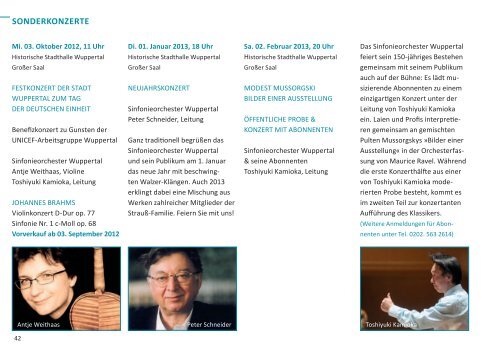 Jahresprogramm 2012/13 - Sinfonieorchester Wuppertal