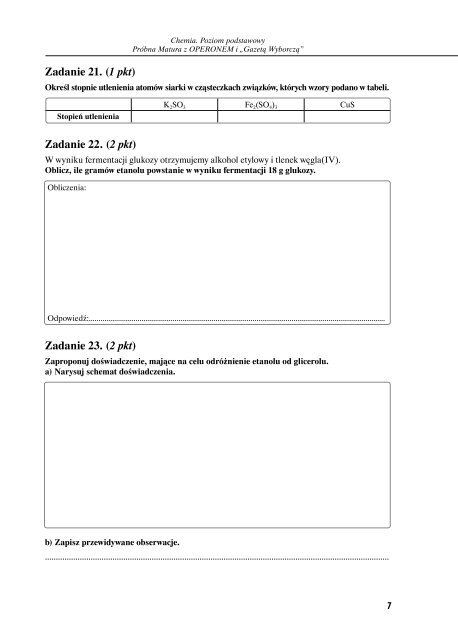 ARKUSZ PRÓBNEJ MATURY Z OPERONEM CHEMIA - Polska