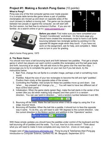 Make a Pong Game - Garfield Computer Science