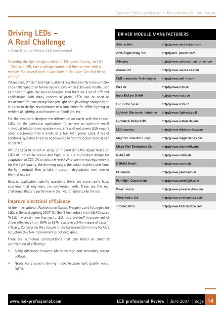 LED drivers Phosphor technology - Beriled