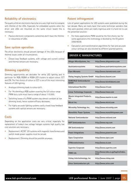 LED drivers Phosphor technology - Beriled