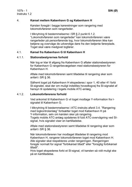 SIN (Ø/V) Generelle instrukser - Banedanmark