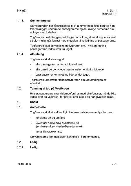 SIN (Ø/V) Generelle instrukser - Banedanmark