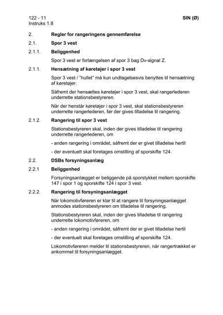 SIN (Ø/V) Generelle instrukser - Banedanmark