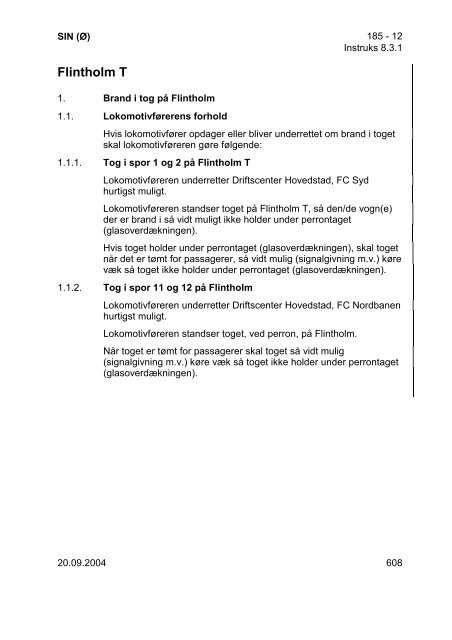 SIN (Ø/V) Generelle instrukser - Banedanmark