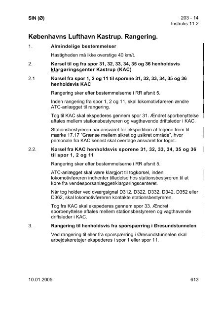 SIN (Ø/V) Generelle instrukser - Banedanmark