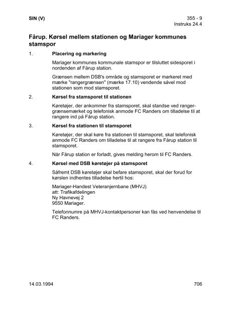 SIN (Ø/V) Generelle instrukser - Banedanmark