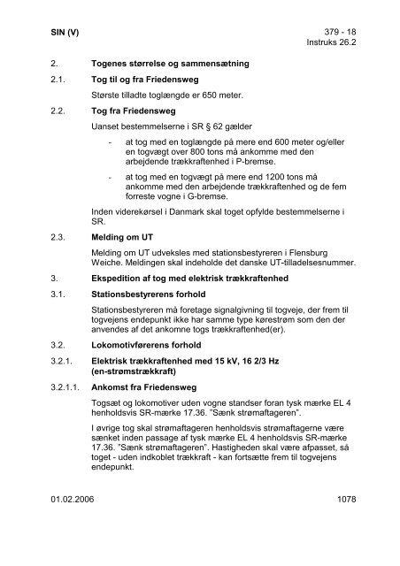 SIN (Ø/V) Generelle instrukser - Banedanmark