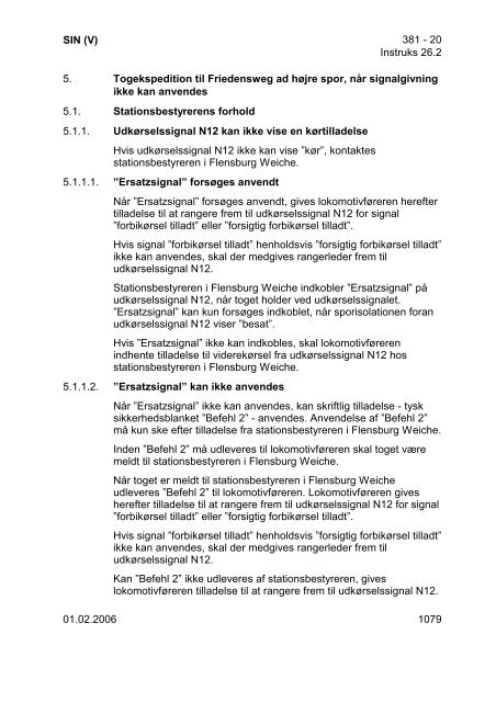 SIN (Ø/V) Generelle instrukser - Banedanmark