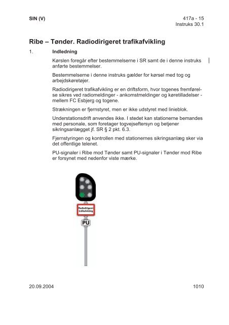 SIN (Ø/V) Generelle instrukser - Banedanmark