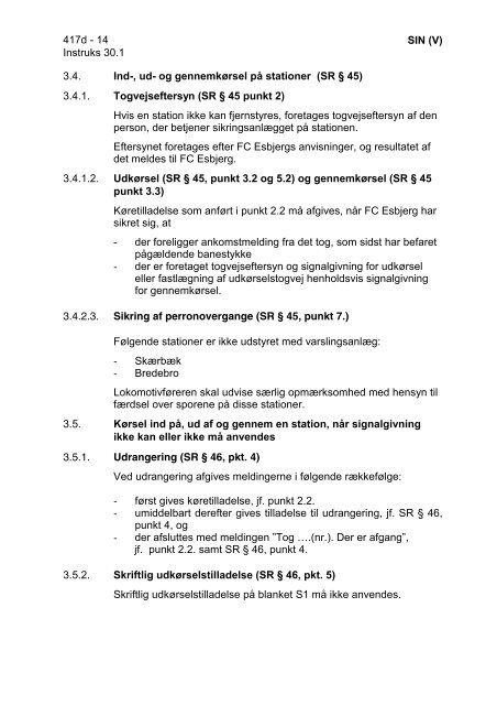 SIN (Ø/V) Generelle instrukser - Banedanmark