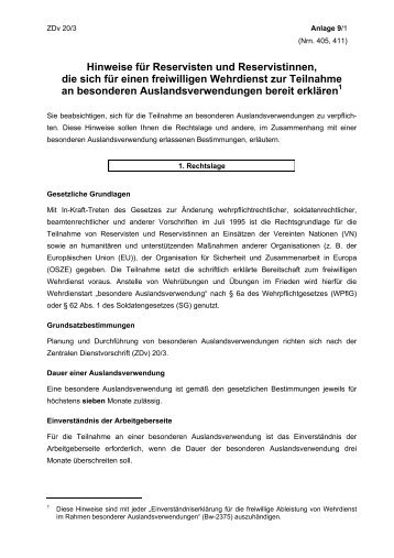 Hinweise fÃ¼r Reservisten und Reservistinnen - Reservisten der ...