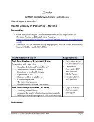 Health Literacy in Pediatrics - McMaster Pediatrics Residency Program