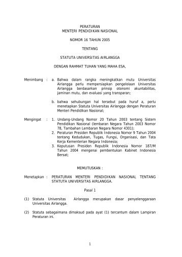 permen nomor 16 tahun 2005 - Fakultas Hukum Universitas Sam ...