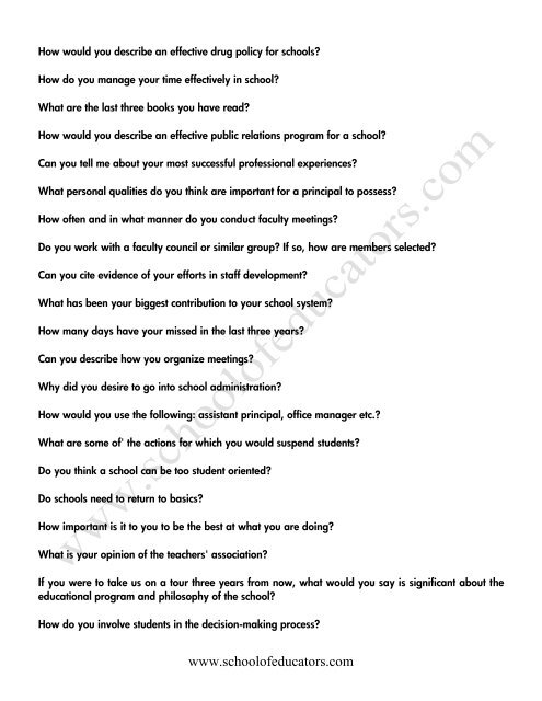 School Administrator Interview Questions - School of Educators