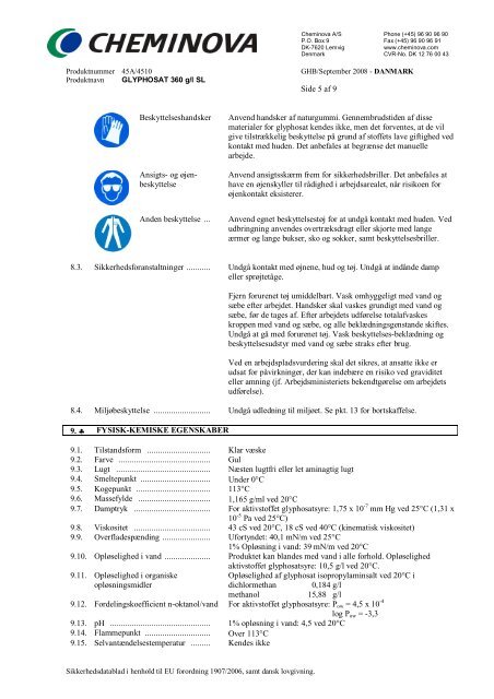 SIKKERHEDSDATABLAD GLYPHOSAT 360 g/l SL - Index of