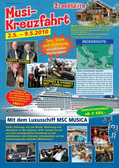 Mit dem Luxusschiff MSC MUSICA - Troadkastn