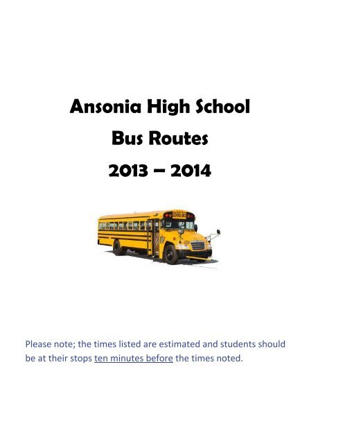 Bus Routes Ansonia Public Schools Bus Routes Ansonia Public Schools