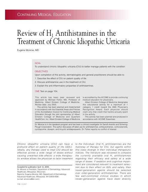 Review of H1 Antihistamines in the Treatment of ... - Ob.Gyn. News