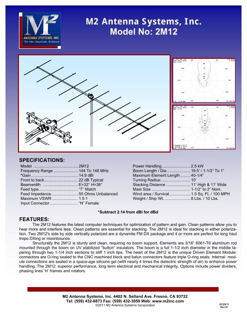 M2 Antenna Systems, Inc. Model No: 2M12 - N4brf.org