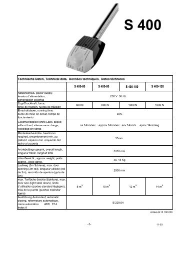 S 400 - BERNAL Torantriebe GmbH