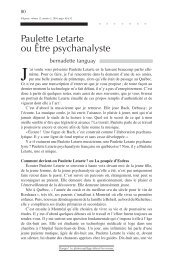 Paulette Letarte ou Ãªtre psychanalyste