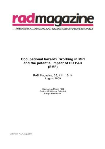 Occupational hazard? Working in MRI and the ... - RAD Magazine