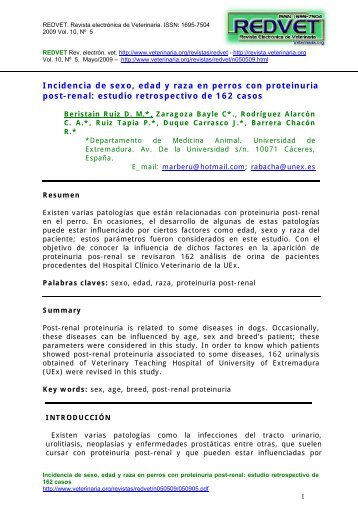 Incidencia de sexo, edad y raza en perros con ... - Veterinaria.org
