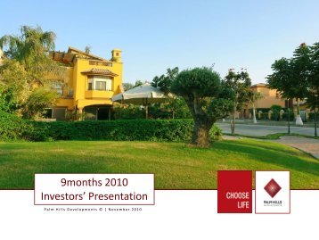 9months 2010 Investors' Presentation - Palm Hills Developments