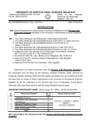 NOTIFICATION - University of Horticultural Sciences, Bagalkot