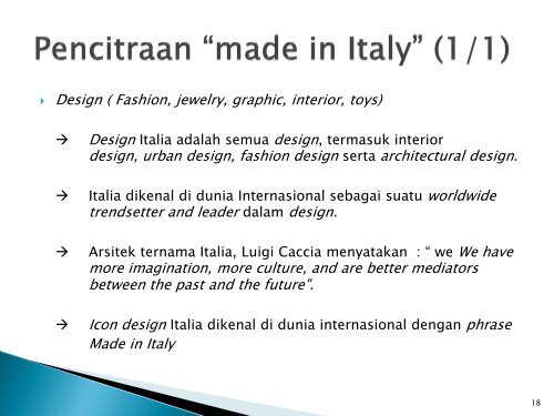 Industri Kreatif di Italia - Indonesia Kreatif