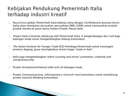 Industri Kreatif di Italia - Indonesia Kreatif