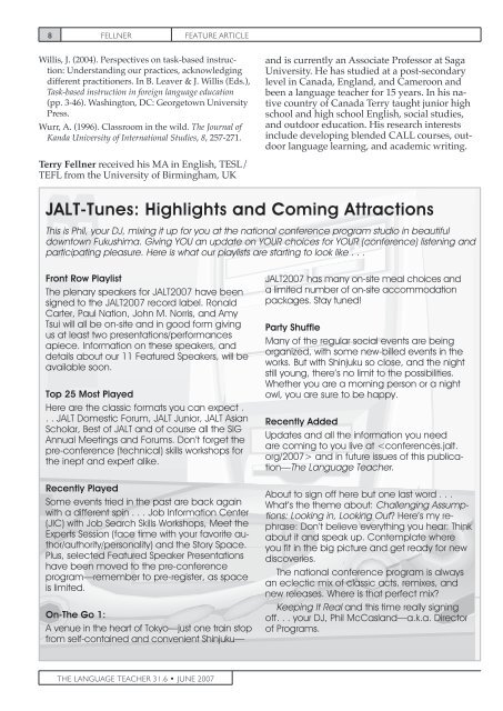 In this issue: - JALT Publications