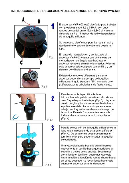 instrucciones de regulacion del aspersor de turbina vyr-603 - Vyrsa