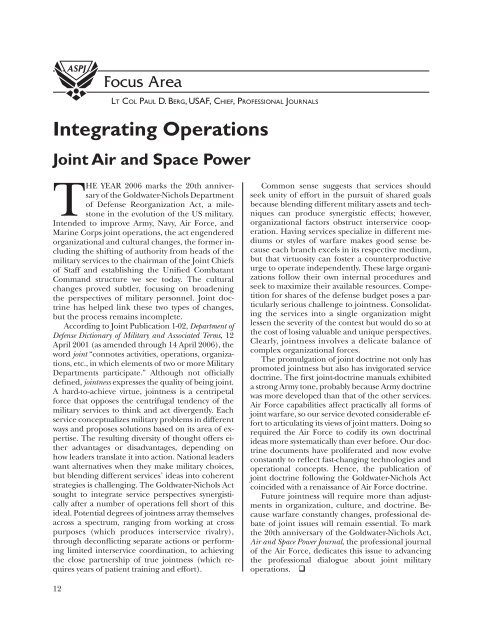 Fall 2006 - Air & Space Power Chronicle - Air Force Link