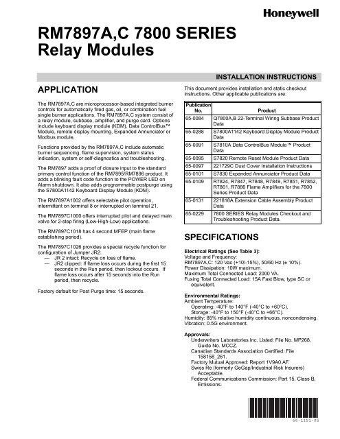 RM7897A,C 7800 SERIES Relay Modules - Patriot Supply