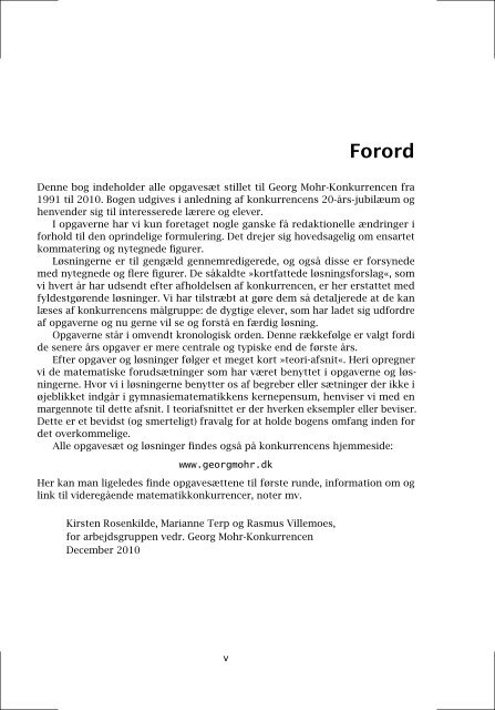 georg mohr-konkurrencen. opgaver og lÃ¸sninger 1991-2010.