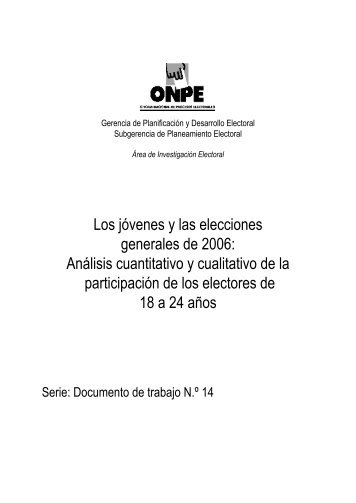 Los jóvenes y las elecciones generales de 2006: Análisis ... - ONPE