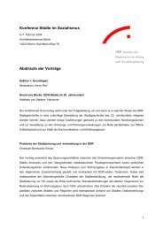 Konferenz Städte im Sozialismus Abstracts der Vorträge