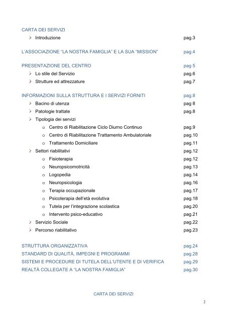carta dei servizi sede di Lecco - IRCCS Eugenio Medea