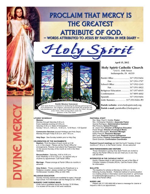 April 15, 2012 - Holy Spirit Catholic Church