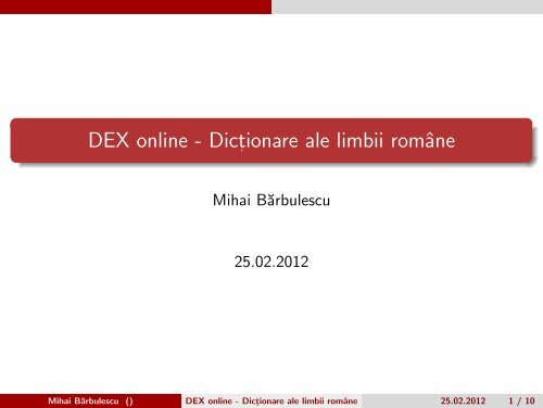 DEX online - Dict, ionare ale limbii române