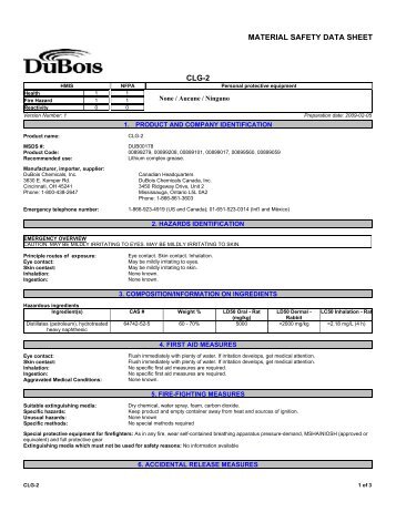 MSDS - DuBois Chemicals Online Store