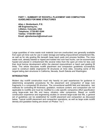 Summary of Rockfill Placement and Compaction ... - Ausenco