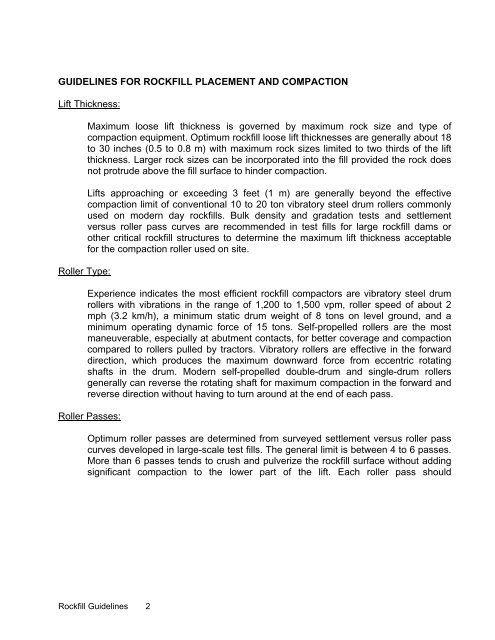 Summary of Rockfill Placement and Compaction ... - Ausenco