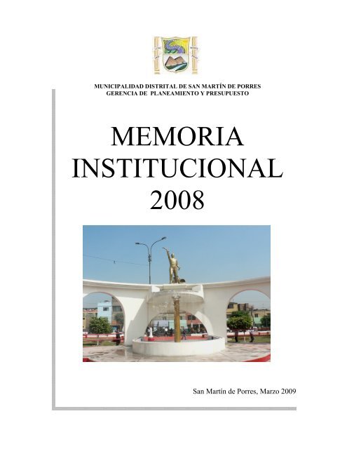 memoria institucional 2008 - Municipalidad de San MartÃ­n de Porres