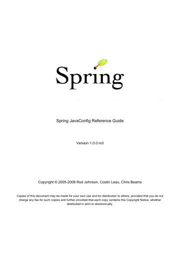 Spring JavaConfig Reference Guide - Spring Web Services - Parent ...