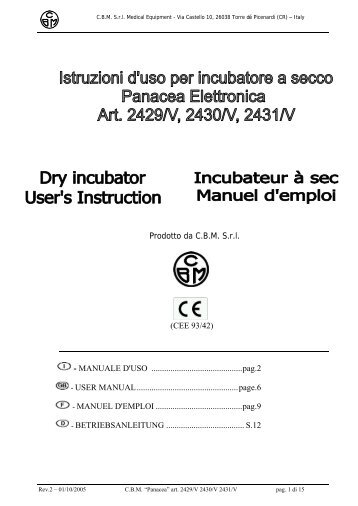 MANUALE D'USO ...........................................pag.2 - USER MANUAL