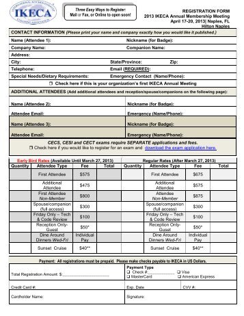 REGISTRATION FORM 2013 IKECA Annual Membership Meeting ...